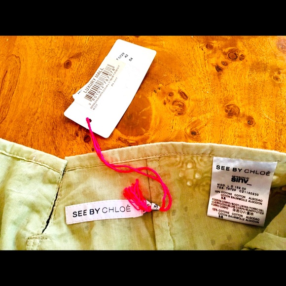 See by Chloe Pleated Eyelet Scallop Shorts Taupe 6 - Picture 4 of 7